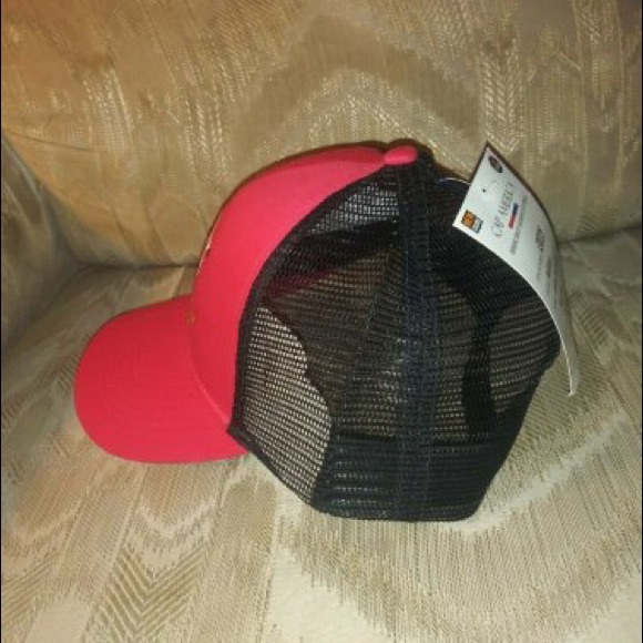 Trip Advisor Snapback Hat Mesh Back Adjustable Red Black Cap America i3025 NWT - Picture 2 of 8